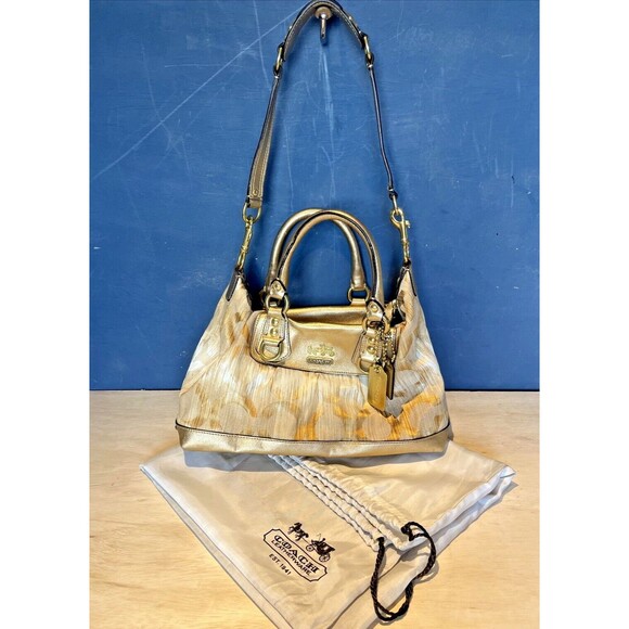 Coach Madison Sabrina Satchel Shoulder Bag Tote Hobo Leather Gold 13585 NWT NEW - Picture 1 of 12